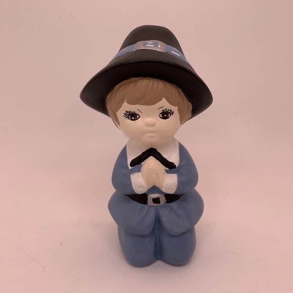 Other - Vintage Pilgrim Boy Figurines Kneeling & Praying 3.5" Tall Ceramic Hand Painted